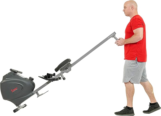 Sunny Health & Fitness Multi-Function Premium Magnetic Rowing Machine, Bicep Curls, Upward Rows