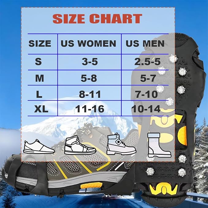 Ice Cleats for Shoes and Boots, Ice Snow Traction Cleats Grippers, Non Slip Shoe Ice Grippers,10