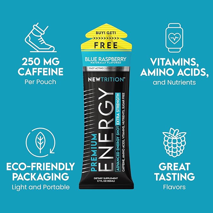 NewTrition® Extra Strength Energy Shots, 250mg Caffeine Energy Shots with Vitamin B & Amino Acids