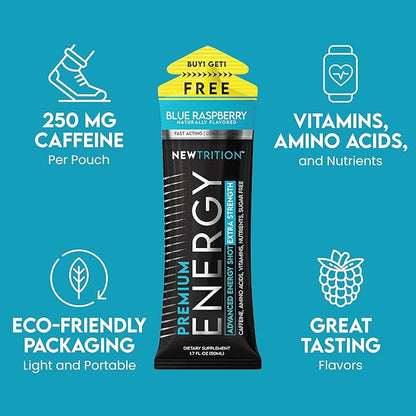NewTrition® Extra Strength Energy Shots, 250mg Caffeine Energy Shots with Vitamin B & Amino Acids