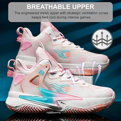 Moodeng Womens Basketball Shoes Breathable Non Slip Sports Shoes Fashion Running Sneakers