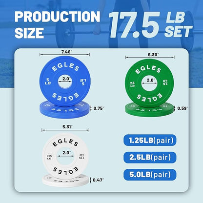 Egles Change Plates Set 1.25LB, 2.5LB, 5LB - Rubber-Coated Weight Plates in Pairs, Olympic Bumper