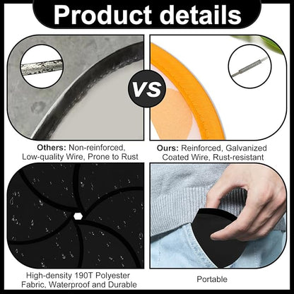 20PCS Foldable Flying Disc Fans with Bags, 9.8'' DIY Handheld Black Egde Fabric Folding Fan for