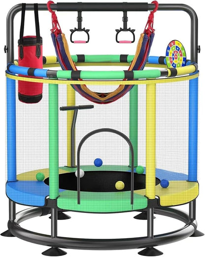 Trampoline for Kids, Full Anti-Rust 440lbs Anti-Rollover Round Bottom Toddler Trampoline