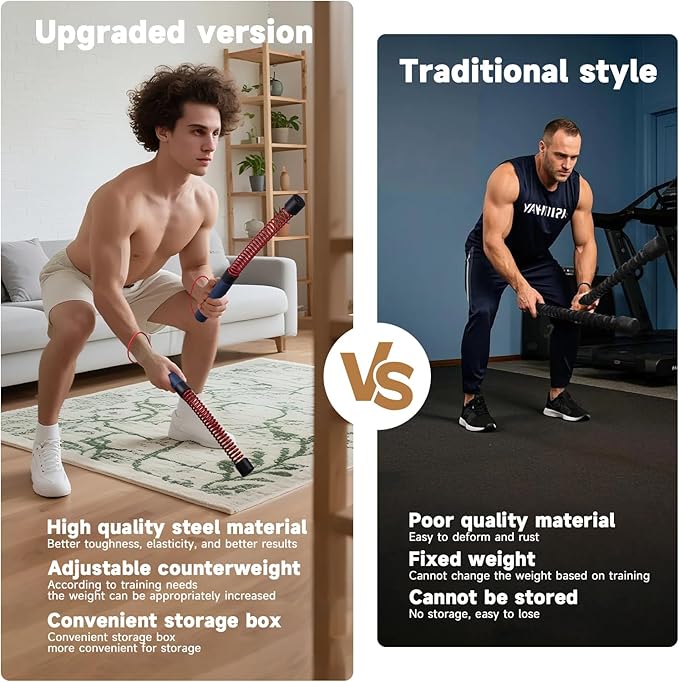 ASIEIT Ropeless Battle Rope for Home Gym, Generation Upgraded Version, Adjustable Weight Portable