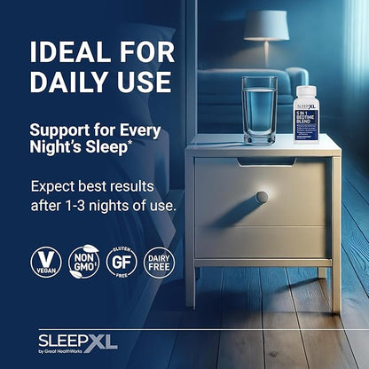SleepXL Sleep Supplement Non-Habit-Forming Formula - Fall Asleep Faster & Sleep Longer - 5 key