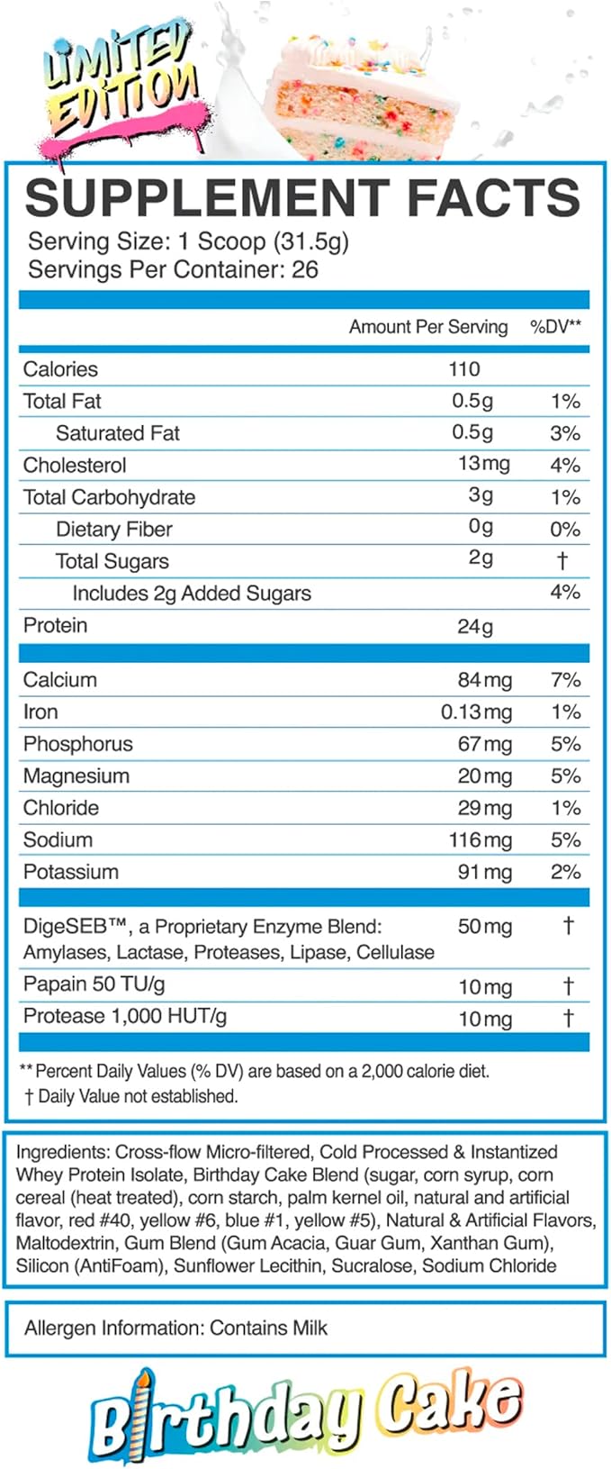 eFlow Nutrition 100% Whey Protein Isolate - Lactose-Free Digestive Enzymes Added, Low Carb, Post