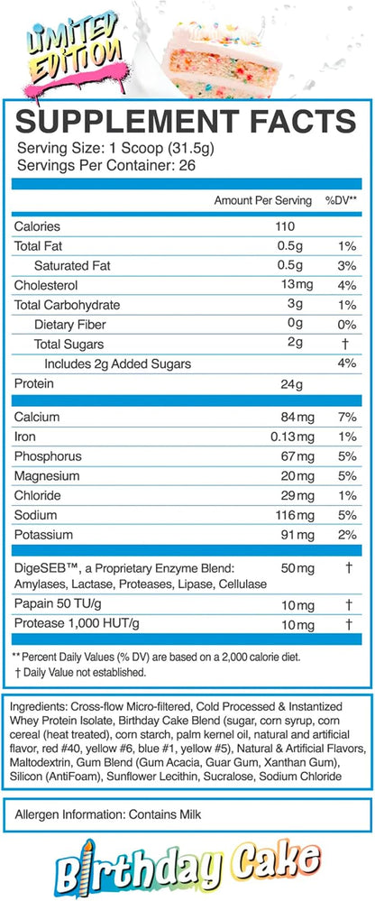 eFlow Nutrition 100% Whey Protein Isolate - Lactose-Free Digestive Enzymes Added, Low Carb, Post