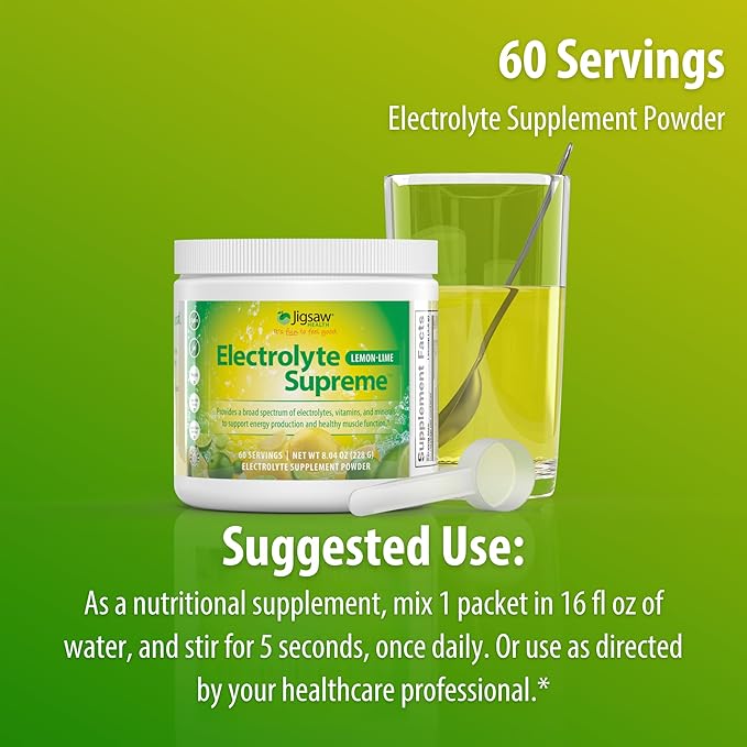Jigsaw Health Electrolyte Supreme | Broad Spectrum of Electrolytes + Trace Minerals | Lemon-Lime