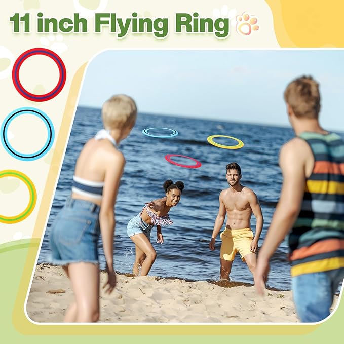 Soulchen 6 Pack Silicone Flying Ring 11 Inch Flying Disc Bulk for Backyard Pool Outdoor Soft Sports