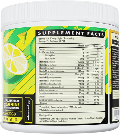 Advanced Energy - Energy Boosting Formula with Electrolytes for Hydration - L-Theanine to Combat