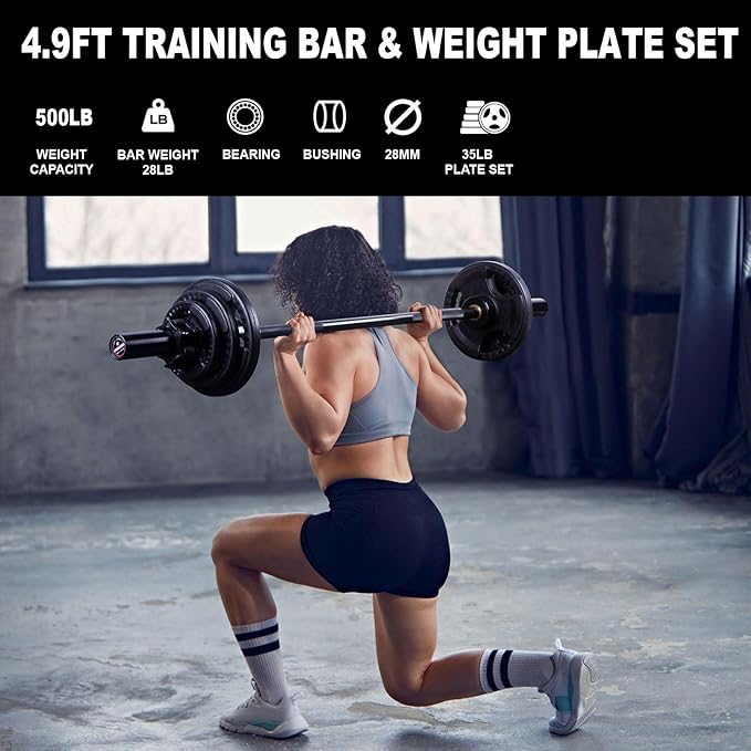 LIONSCOOL Premium 4ft/4.9ft/6ft Barbell for Strength Training and Olympic Weightlifting, 2 Inch Bar