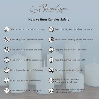 Stonebriar Unscented White Tall Pillar Candles, 18 Hour Burning Candle Pillars, Perfect for Decor
