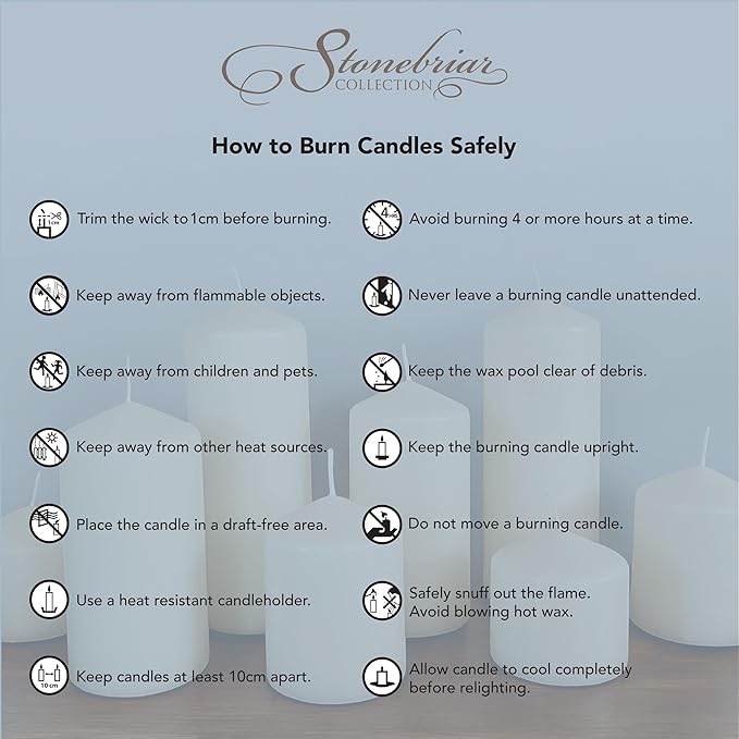 Stonebriar Unscented White Tall Pillar Candles, 80 Hour Burning Candle Pillars, Perfect for Decor