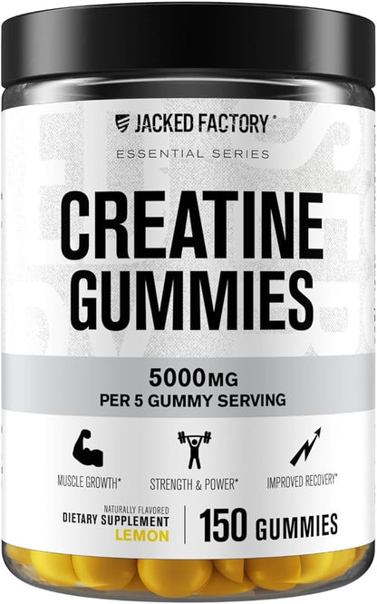 Jacked Factory Creatine Monohydrate Gummies 5g Daily Dose (1g per Gummy) - Creatine Gummy for Men