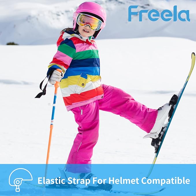 Freela Kids Ski Snowboard Goggles for Toddler(3-14) Youth Anti Fog Anti UV Goggles Girls Boys Snow