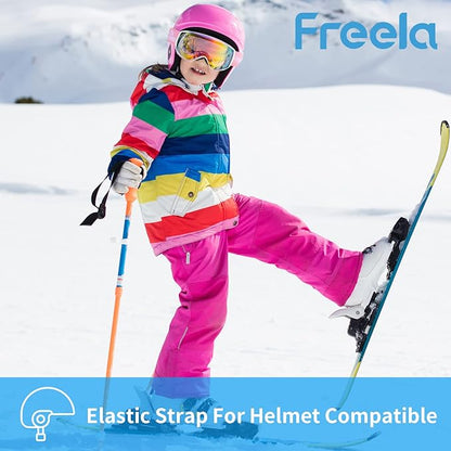 Freela Kids Ski Snowboard Goggles for Toddler(3-14) Youth Anti Fog Anti UV Goggles Girls Boys Snow