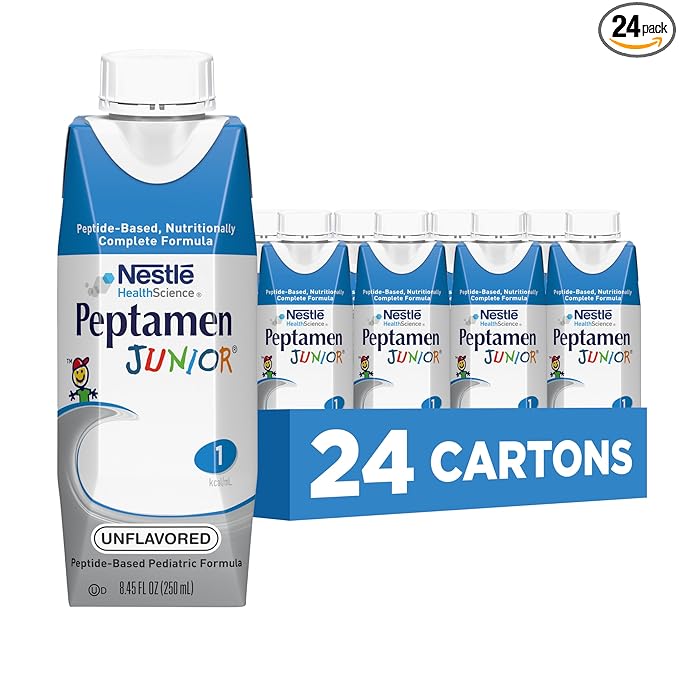 Peptamen Junior Peptide-Based Complete Nutrition, Unflavored, 8.5 Oz Box (24 Pack), 8.45 Fl Oz