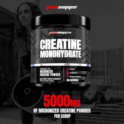 PROSUPPS Creatine Monohydrate Powder for Men & Women, Unflavored - 5000,mg of Micronized Creatine