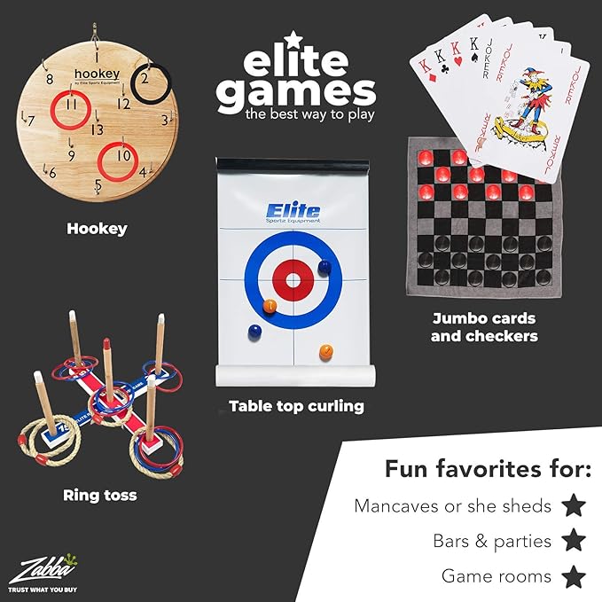 Elite Sportz Equipment Ring Toss Game | Sturdy Wooden Board Set for Kids Outdoor Games | Camping