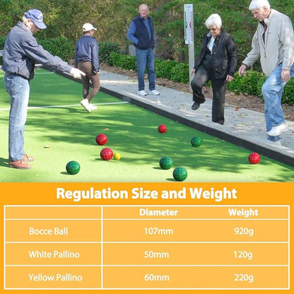 Professional Grade 107mm Bocce Ball Game Set Regulation Size and Weight 920g for Official
