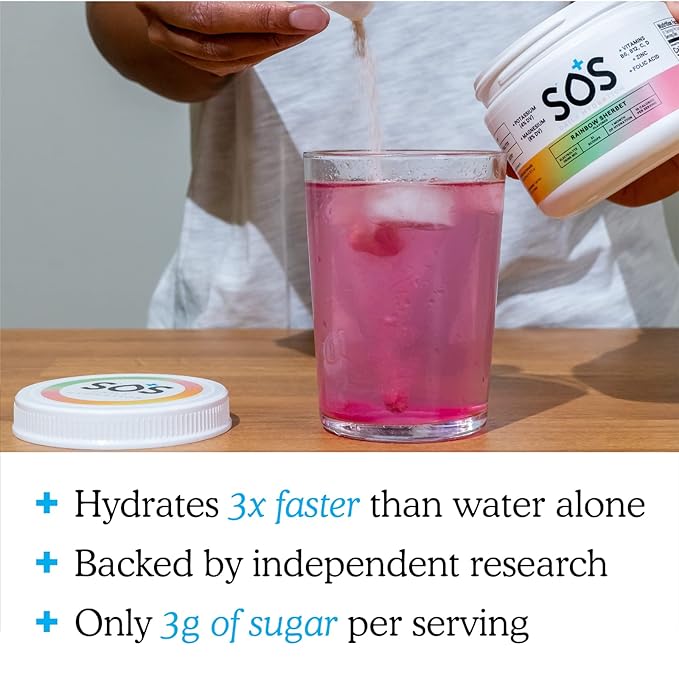 SOS Hydration Electrolyte Drink Mix (31 Servings) – Low Sugar, 15 Calorie, Keto-Friendly & Rapid