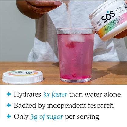 SOS Hydration Electrolyte Drink Mix (31 Servings) – Low Sugar, 15 Calorie, Keto-Friendly & Rapid