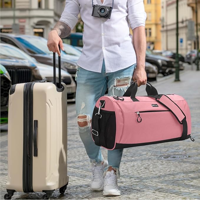 TOPDesign Gym Bag for Women & Men, Unisex Duffel Bag with Shoe Compartment & Wet Pocket for Travel