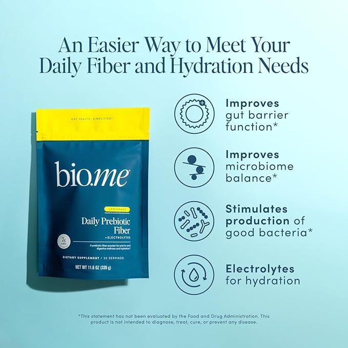 Daily Prebiotic Fiber Lemonade with Electrolytes - 7g Per Serving - Soluble Fiber Supplement Powder