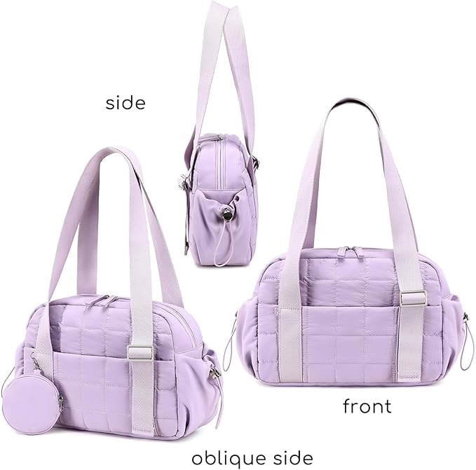 CAMTOP Mini Gym Bag for Women, Small Gym Tote Bag Puffy Quilted Sports Duffel Bag with Wet