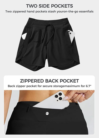 Willit Women's 7" Athletic Running Shorts Long Workout Hiking Shorts Quick Dry High Waisted Active