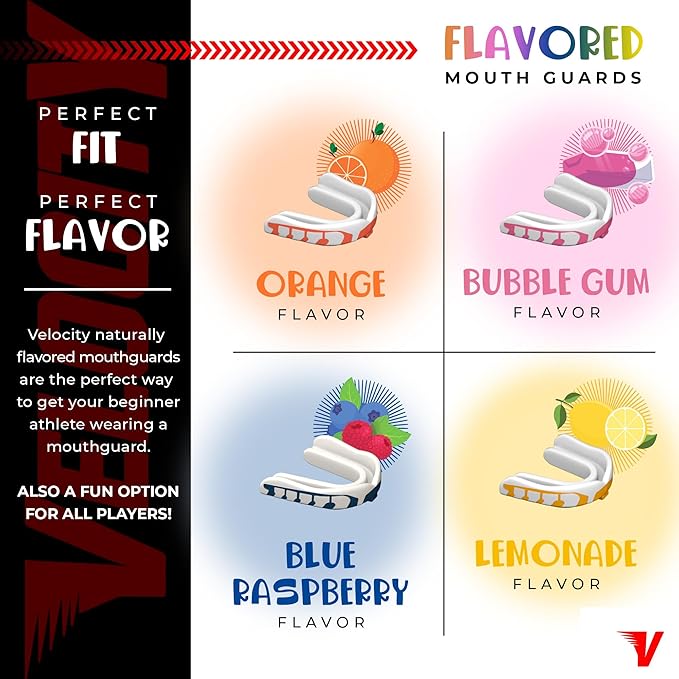 Velocity Champion Youth Mouthguard, 1 Pack, Royal & Red - for Ages 11 to 18 - Ideal for Lacrosse