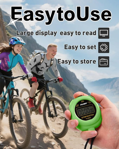 Simple Stopwatch Timer - Easy to Use, Set Up, Read, and Carry - Large Display - On/Off, AAA Battery