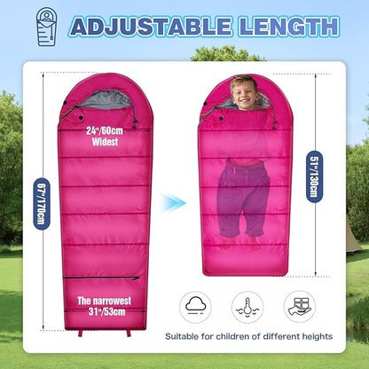 REDCAMP Kids Mummy Sleeping Bag for Camping, 3 Season Cold Weather Sleeping Bag Fit Boys,Girls &