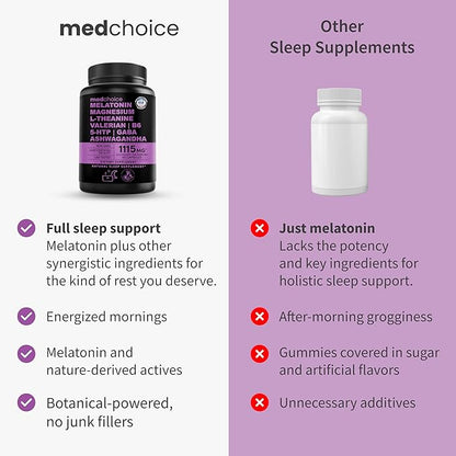 12-in-1 Melatonin Sleep Capsules - Natural Sleep Aids for Adults with Melatonin 5mg and Magnesium