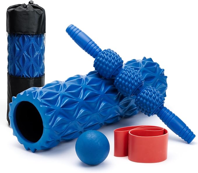 5 in1 Foam Roller Set, Trigger Point Foam Roller, Massage Roller Stick, Massage Ball, Resistance