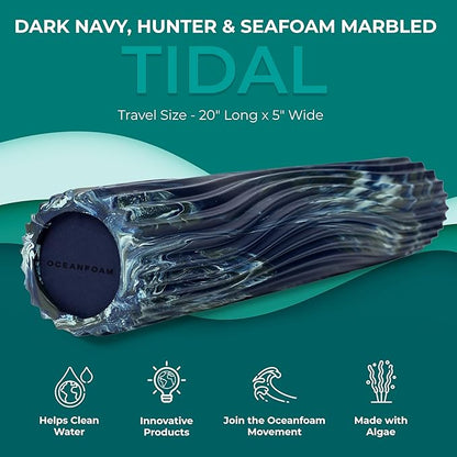 Oceanfoam Tidal Roller - Dark Navy, Hunter & Seafoam Marbled - Muscle Massage Foam Roller for Back