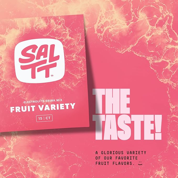 SALTT Electrolytes Powder Packets, Fruit Variety Pack (15 Packets) - Magnesium, Potassium, Sodium