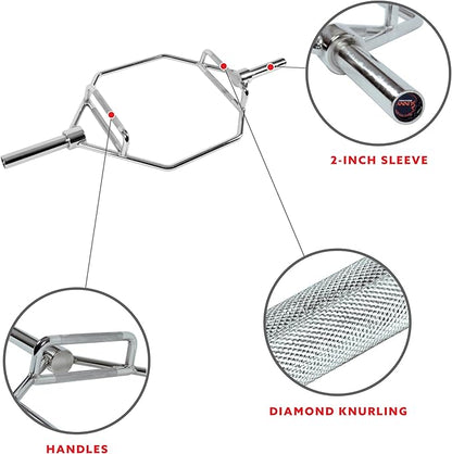 Sunny Health & Fitness Strength Training Olympic Hex Bar Barbell, High Load Capacity, Swivel