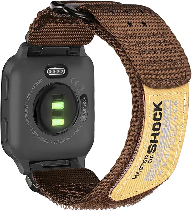 Rugged Nylon Sports Strap With Woven Loop Design, Compatible With Venu 2, 3, Plus, Sq, Sq 2, Music