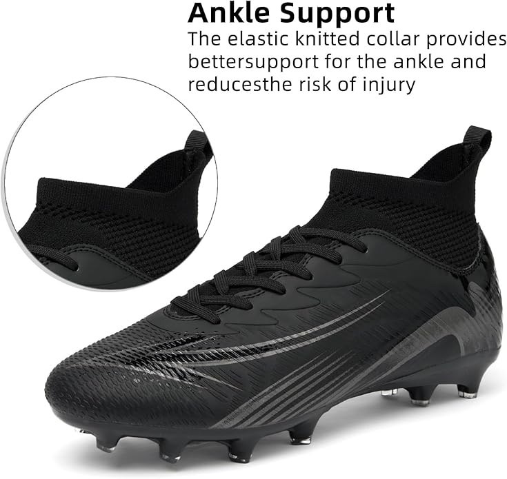 Men's High Top Soccer Shoes FG Long Spikes Adult Football Shoes Lightweight Professional Athletic