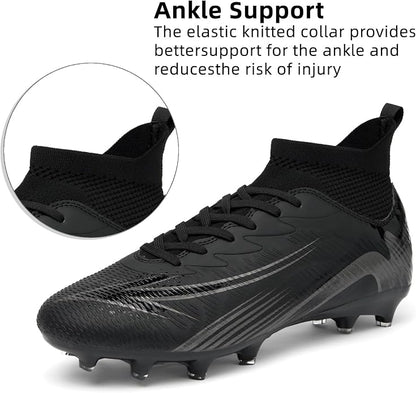 Men's High Top Soccer Shoes FG Long Spikes Adult Football Shoes Lightweight Professional Athletic