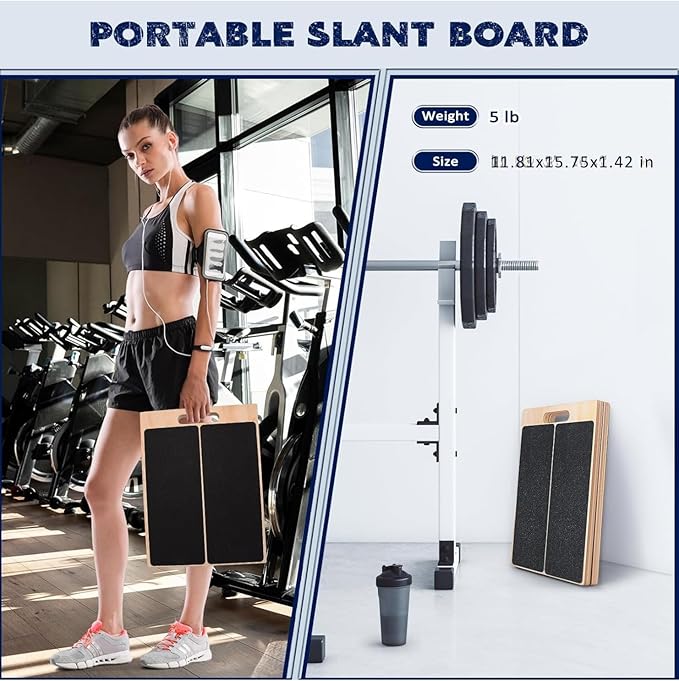 Professional Wooden Slant Board for Calf Stretching, Portable 5-Stretch Board for Knees, Non-Slip