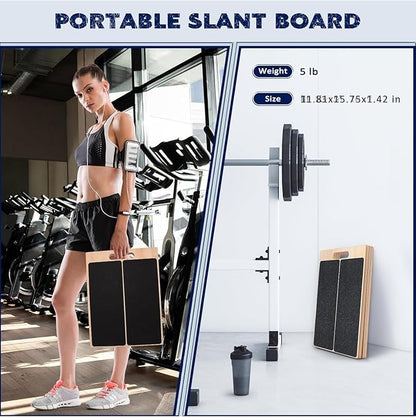 Professional Wooden Slant Board for Calf Stretching, Portable 5-Stretch Board for Knees, Non-Slip