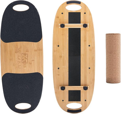 XCMAN Balance Board Surf Trainer with Adjustable Stoppers - 3 Different Distance Options Bamboo