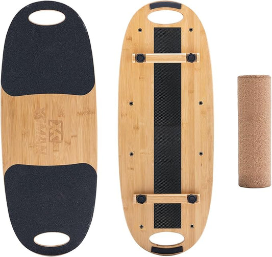 XCMAN Balance Board Surf Trainer with Adjustable Stoppers - 3 Different Distance Options Bamboo