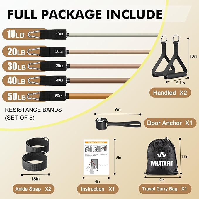 WHATAFIT Resistance Bands, Exercise Bands，Resistance Bands for Working Out, Work Out Bands with