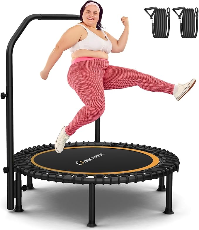 Bungee Rebounder Trampoline,ANCHEER 40" Foldable Fitness Trampoline with 4-Level Adjustable
