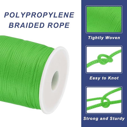 MECCANIXITY 1/12 Inch Polypropylene Rope Braided Ropes, 328ft Nylon Rope Hollow Utility Cord for