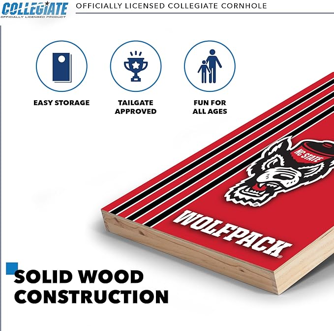 2' x 3' Solid Wood Cornhole Set with Direct Print HD Team Graphics – Great Gift for Any NCAA Fan!